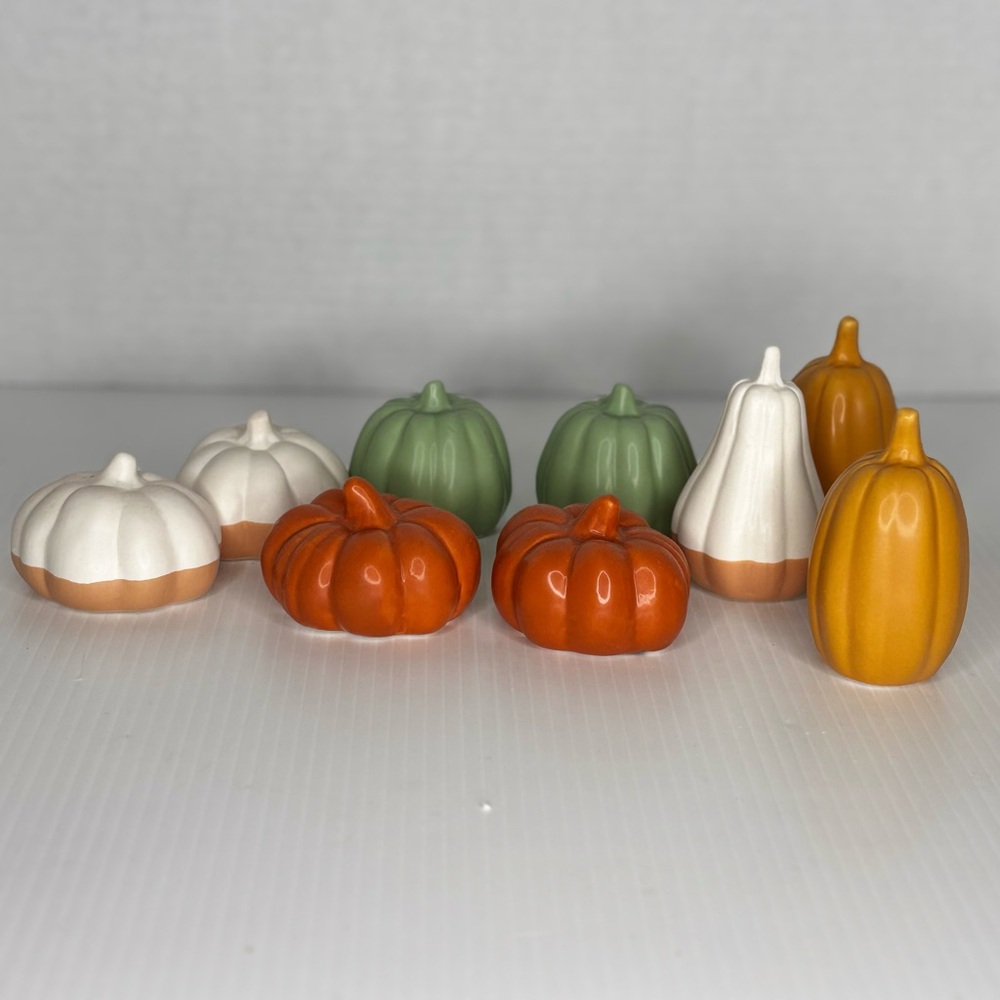 Lot of 9 Mini Ceramic Pumpkins Fall Harvest Thanksgiving Table Decor From Target